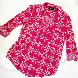 Pink Geo Print Button Down Maeve Anthropologie